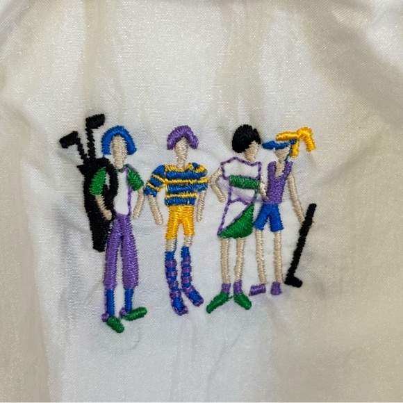 Vintage DAVID SMITH Women’s White Embroidered Golf Hoodie Backpack Details Sz S - Picture 5 of 10